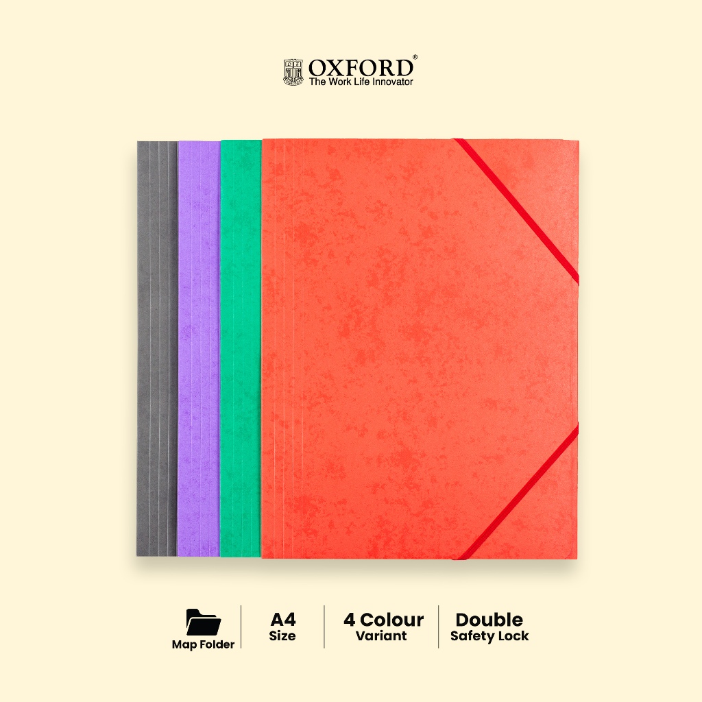 

Oxford Map Folder A4 – Map Kancing Karet Tebal Untuk Dokumen A4 Warna Orange/Hijau/Ungu/Abu-Abu