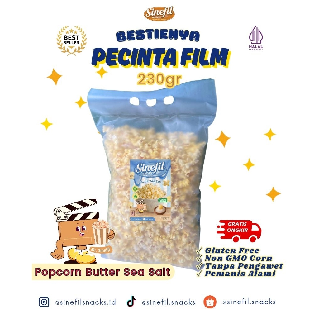 

[NAGIH] [Baru] POPCORN BUTTER SEA SALT 230gram - Sinefilpopcorn/Cemilan Gurih, renyah, dan sehat