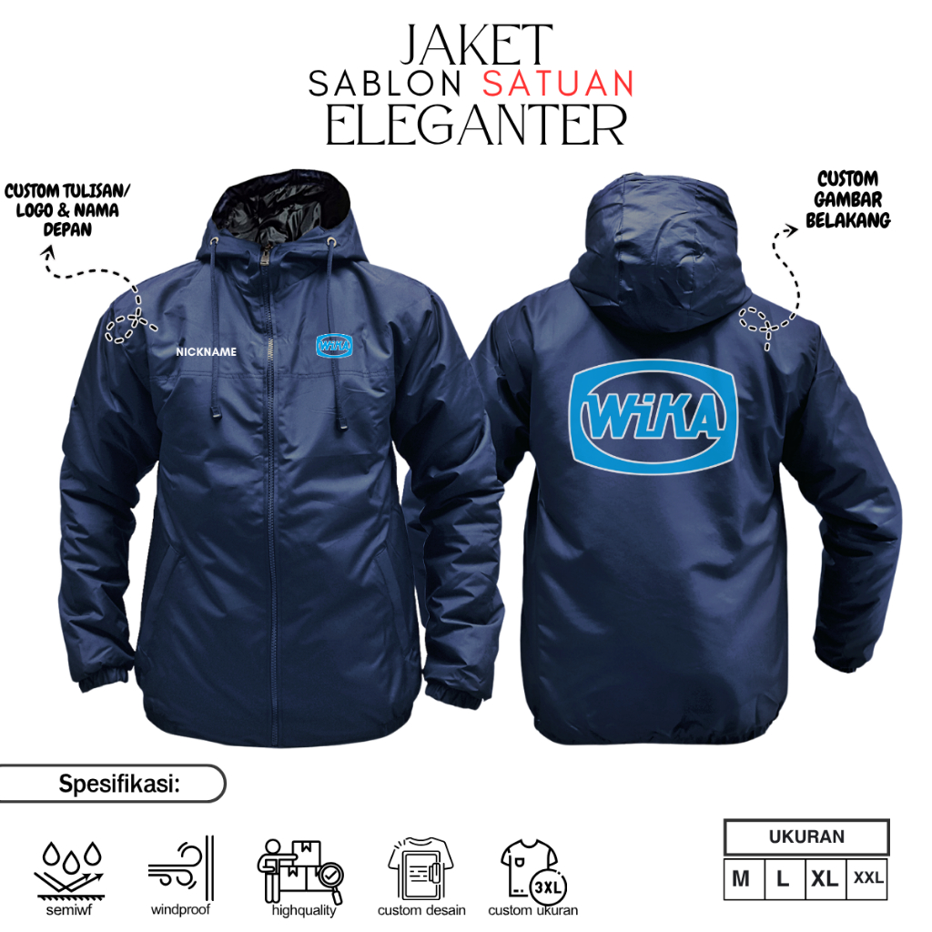 Jaket Custom PT Wijaya Karya Unisex PS Bisa Satuan Jaket Costum Parasut
