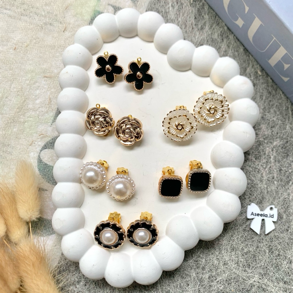 HOT Paket Anting KlipAnting jepitAnting hijab bunga lucu isi 6 Earrings