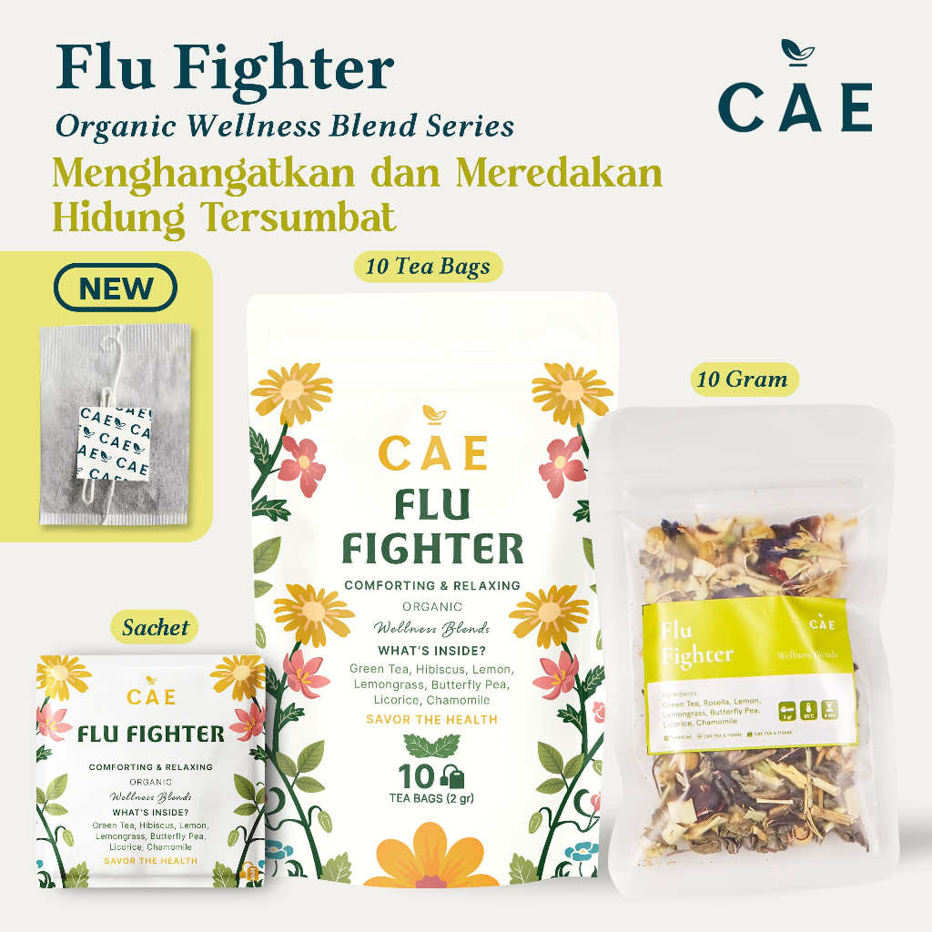 

FLU FIGHTER | Herbal Tea Blend Rosella Lemon Lemongrass Chamomile Butterfly Pea Premium 10 Gram