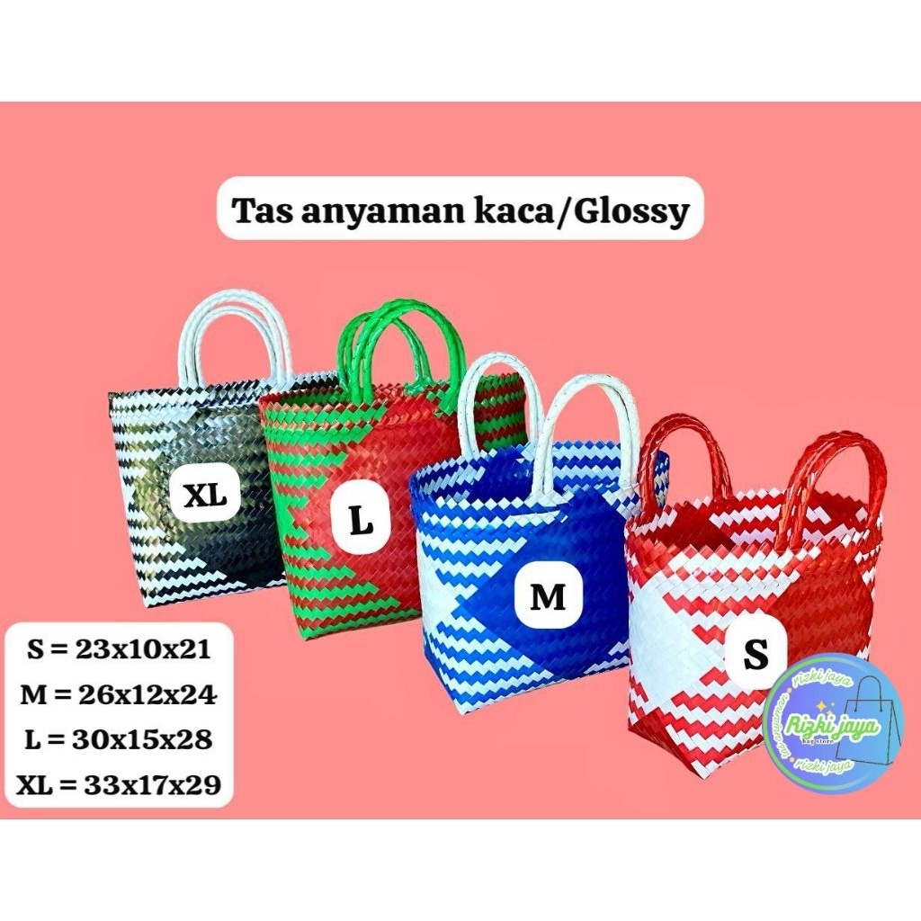 Tas anyaman kaca /Glossy/Tas anyaman plastik/Tas anyaman serbaguna/Tas belanja