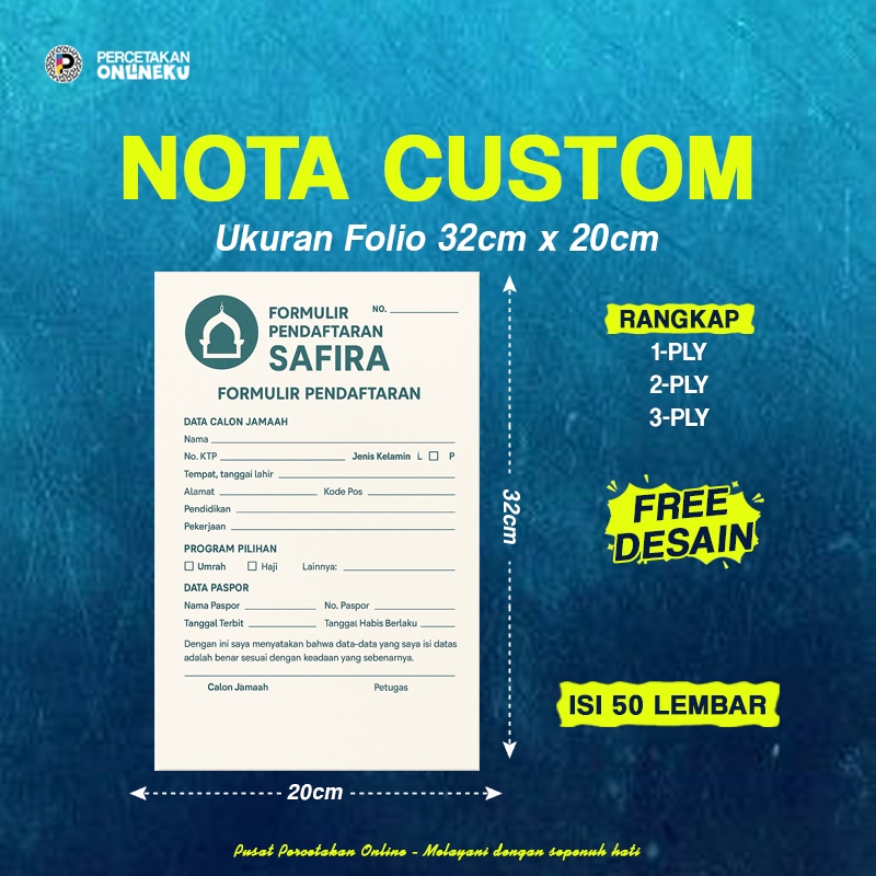 

CETAK NOTA FOLIO/A4 GROSIR CUSTOM TOKO / NOTA OLSHOP / NOTA BON / KWITANSI / INVOICE / SURAT JALAN / FORMULIR / CUSTOM SATUAN MURAH / FULL COLOUR / ANTI AIR / TANPA MINIMAL ORDER / 1 HARI LANGSUNG JADI / PERCETAKAN ONLINEKU