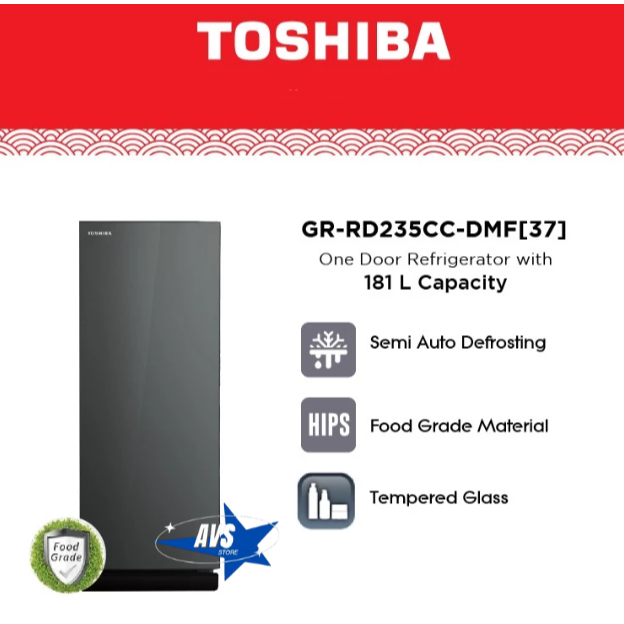TOSHIBA LEMARI ES 1 PT 185L GR-RD 235 CC DMF