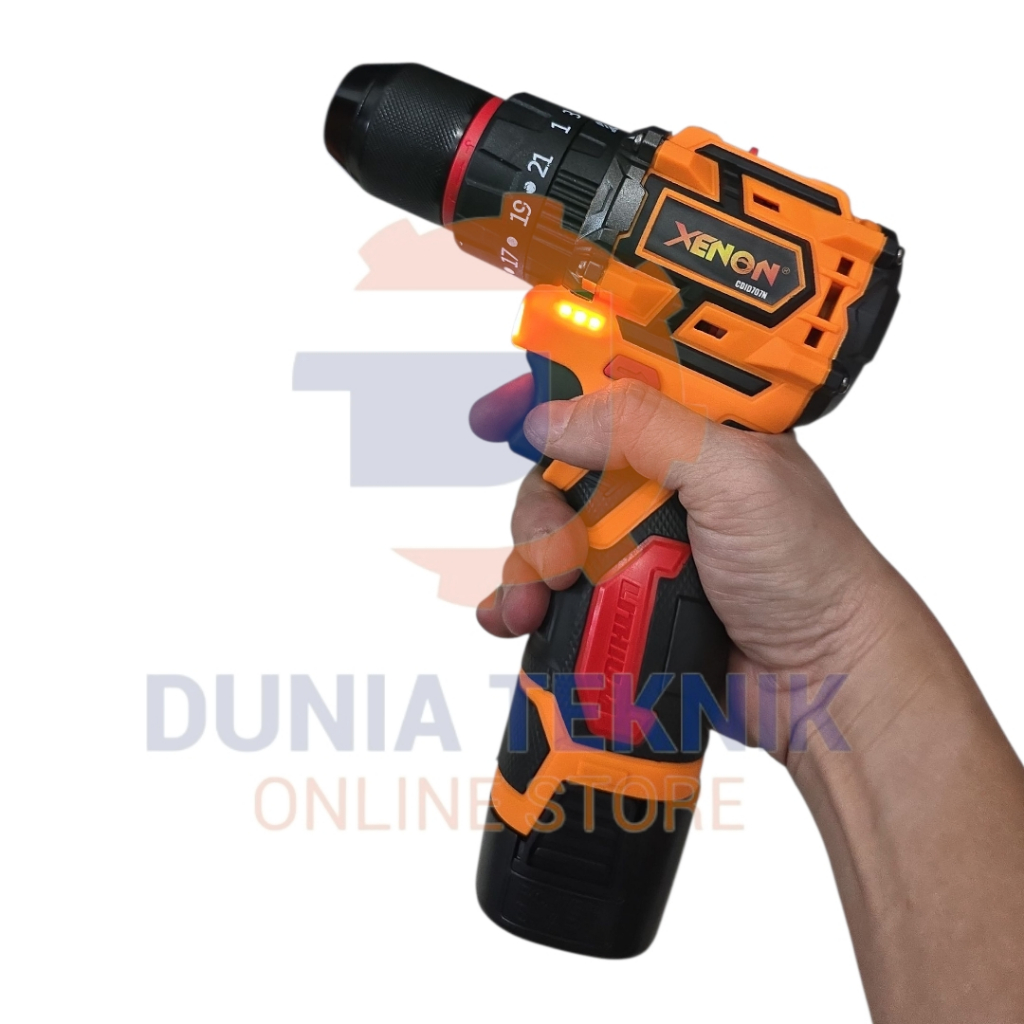 Bor Baterai XENON CDID707N Set Brushless Cordless Impact Drill 16.8V Full Set 2 Batre 16,8 V