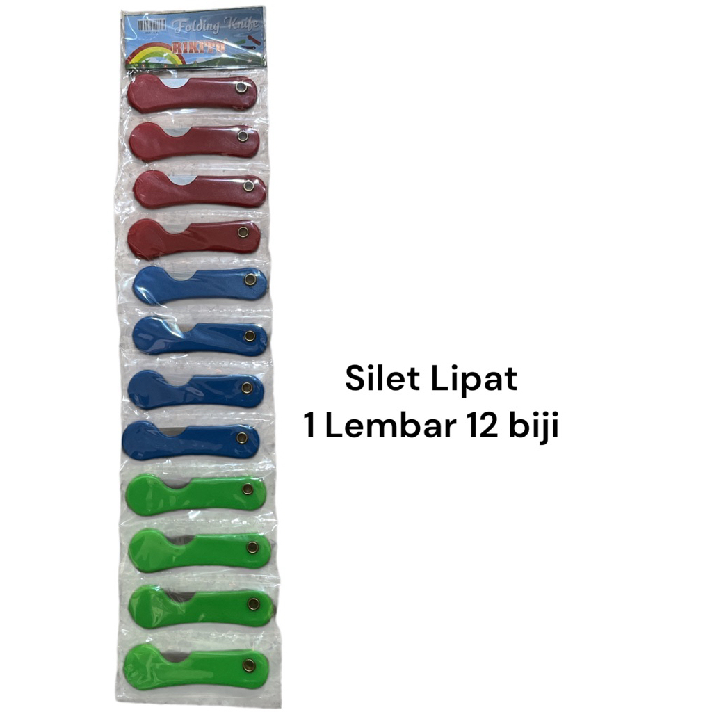 

(1 renteng 12pcs) PISAU LIPAT RENTENG / PEMES RENTENG / CUTTER RENTENG / SILET LIPAT WARNA