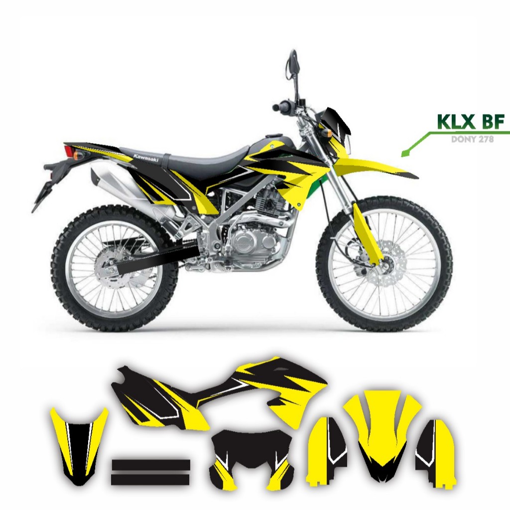decal stiker klx bf warna kuning hitam