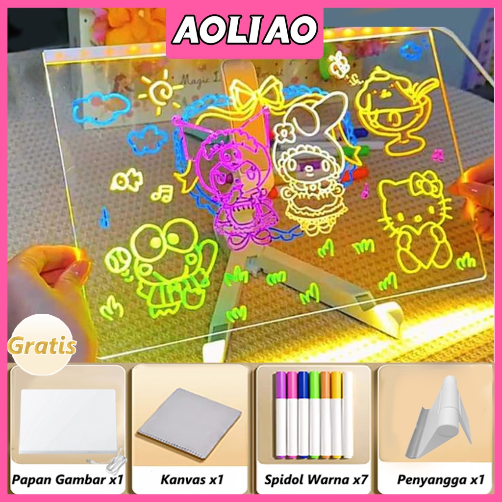 

AOLIAO Acrylic Planner List LED Aesthetic Akrilik Drawing Papan Night Light DIY Lukisan Transparan