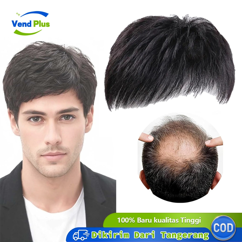 Rambut Palsu Pria Botak Penutup Botak Depan Wig Pria Botak Toupee Pria Alami Tutup Botak Dahi Depan