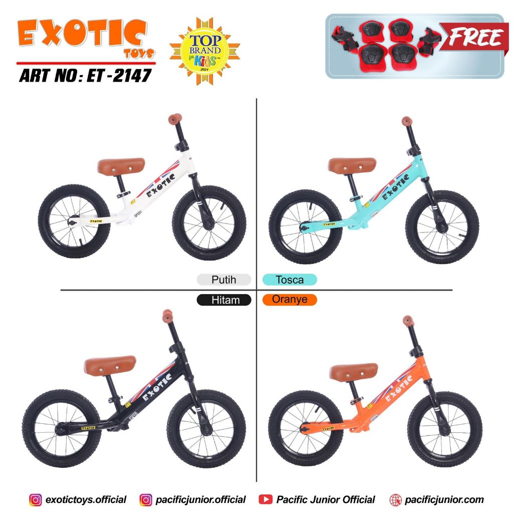 Balance Bike Exotic Apricot Push Bike Mainan Sepeda Keseimbangan
