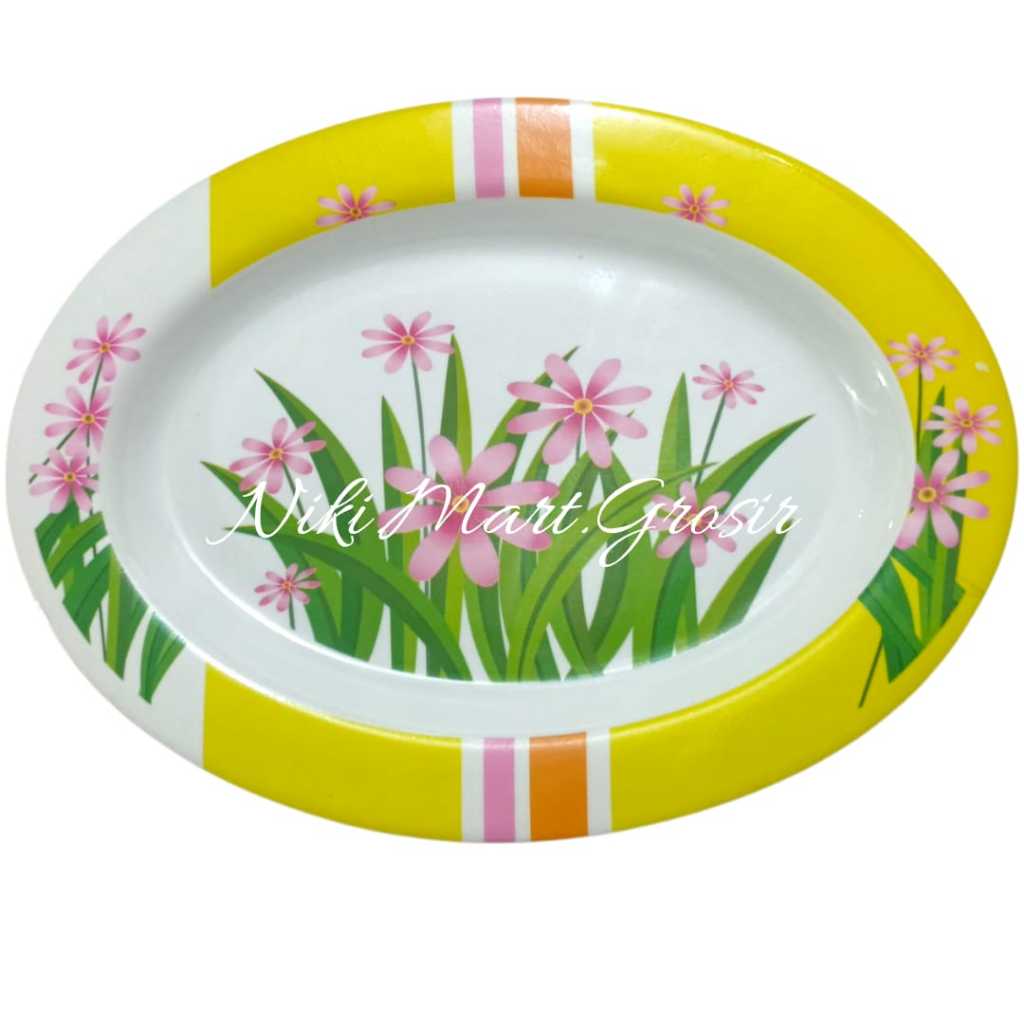 (SA - 656) Piring Oval Melamin / Piring Nampan Melamin Oval Bunga