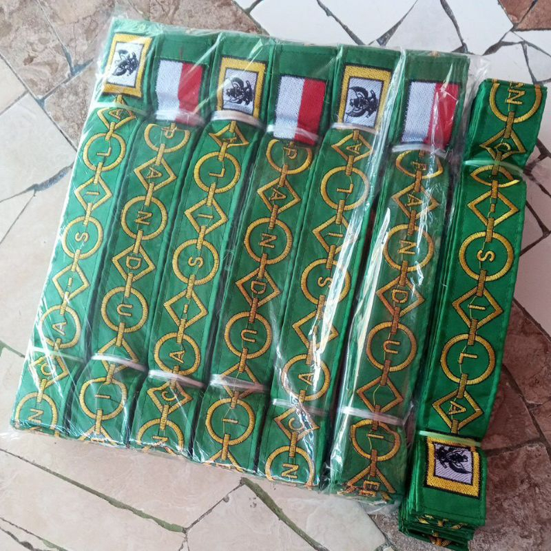 Kendit selempang paskibraka bordir 20 biji syal (hijau)