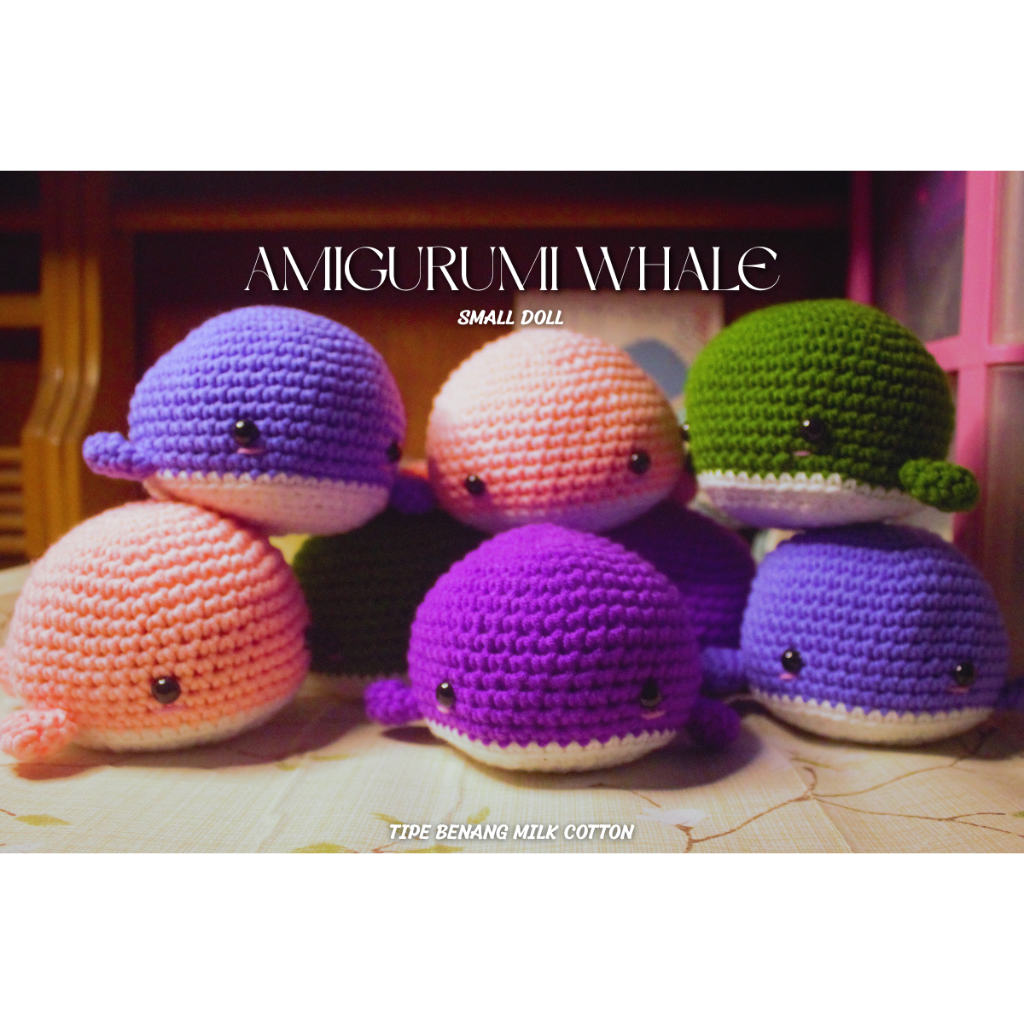Boneka Amigurumi Paus Boneka Rajut Benang Katun Premium