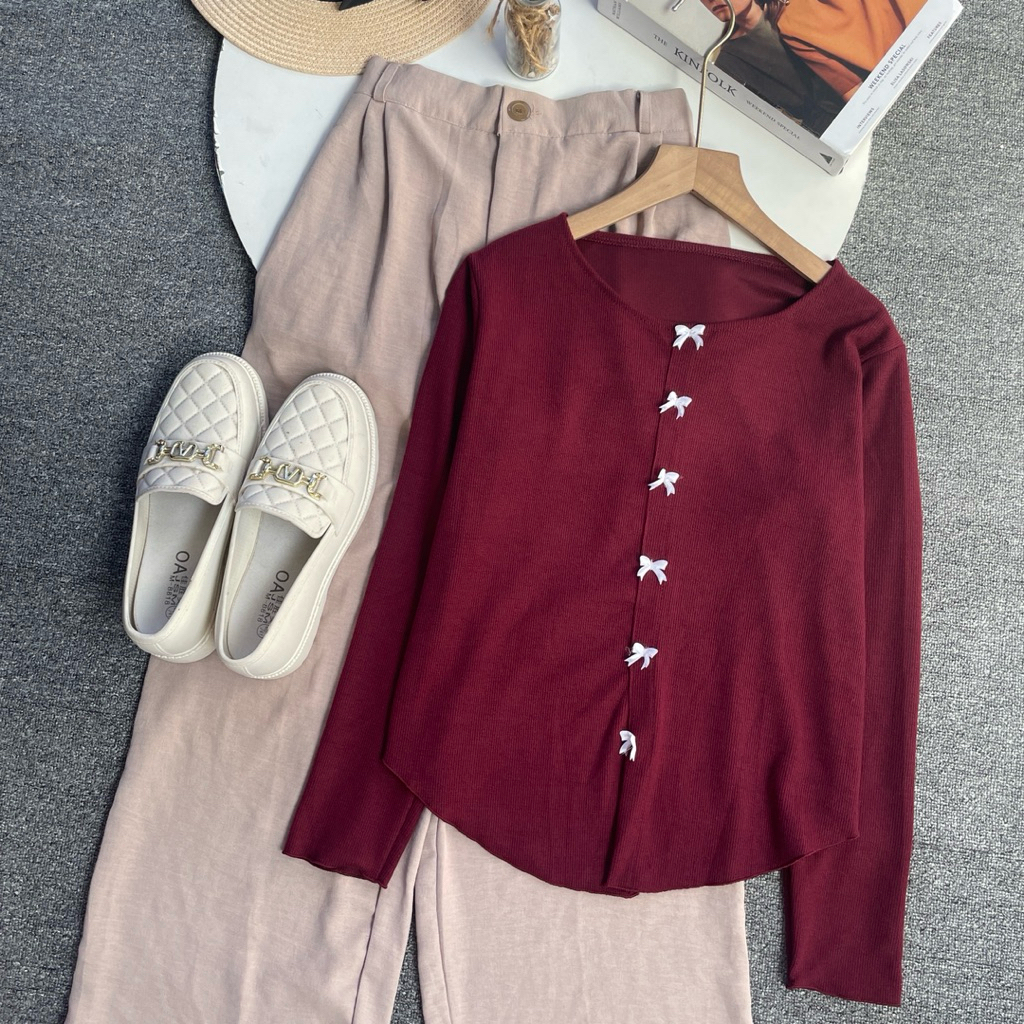 Vienetta id - ONESET SETELAN WANITA KEKINIAN  KNIT KAOS COCUETE LURUS KULOT CRINKLE AIRFLOW ONESET W