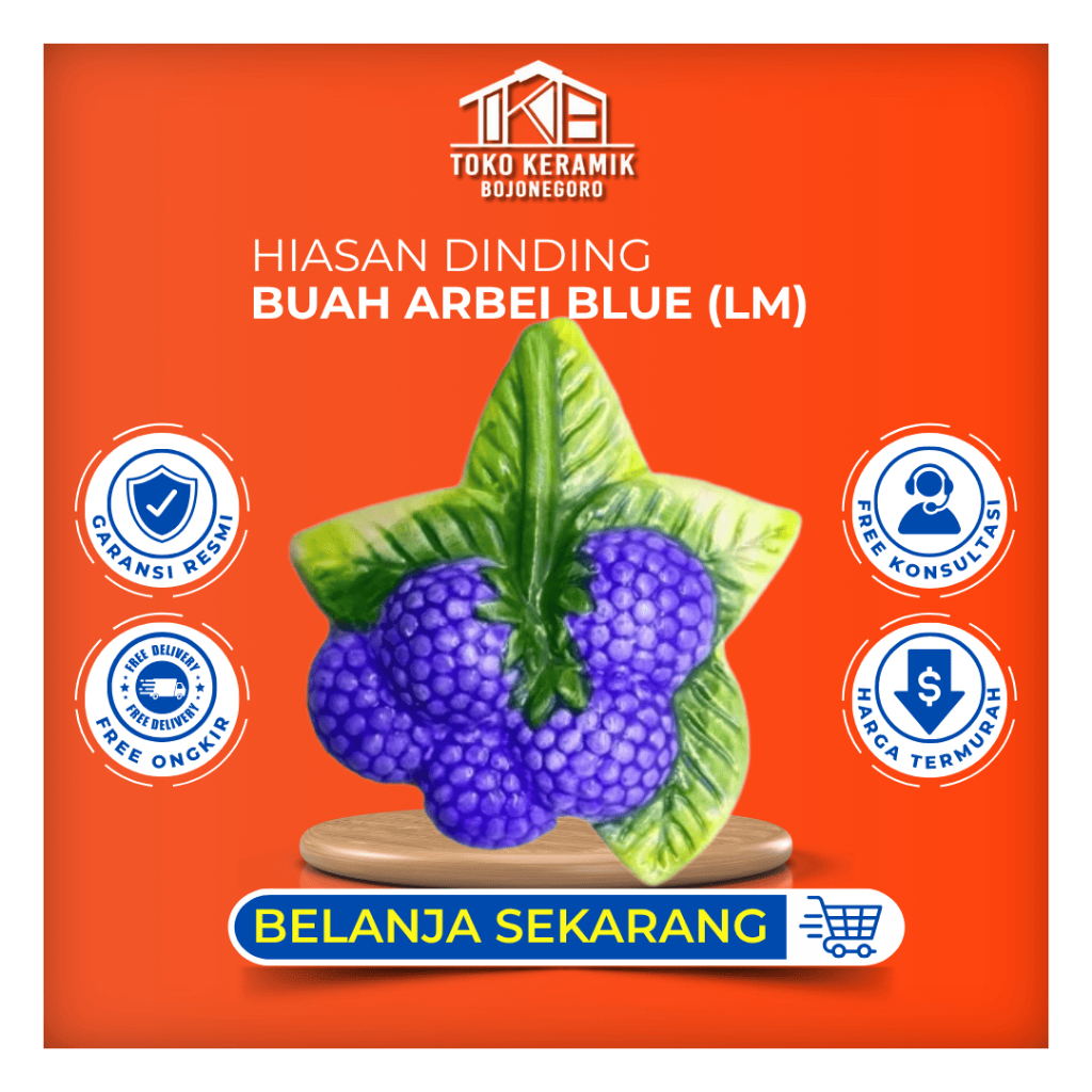 Hiasan Dinding Keramik Bentuk Arbei Blue (LM)