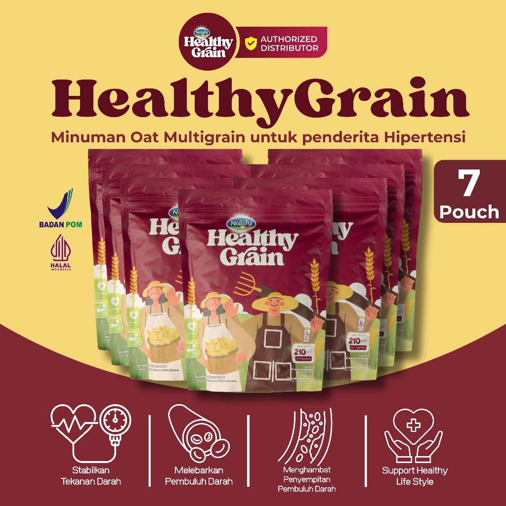

7 Pouch HealthyGrain Minuman Oat Multigrain Kaya Serat Sehat Solusi Alami Bagi Penderita Hipertensi