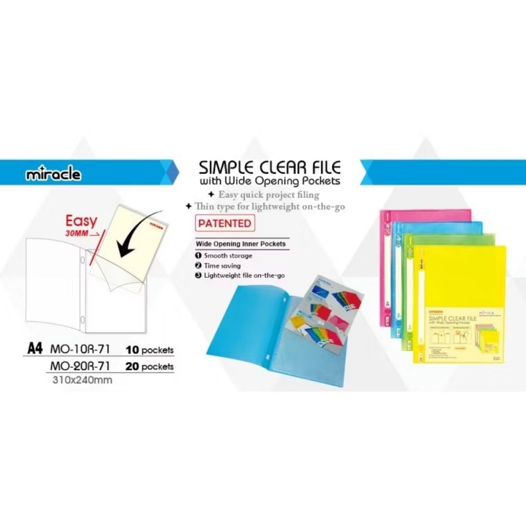 

CLEAR BOOK W/ WIDE OPENING POCKET A4