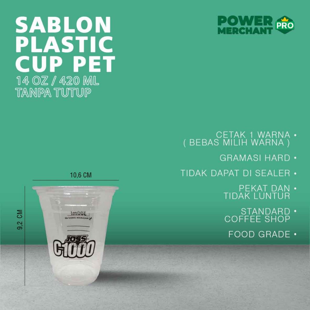 Wonder Cup || Custom Sablon Cup PET Gelas Plastik Minuman Es 8 Oz, 14 Oz, 18 Oz, 22 Oz, Plastic Cup 