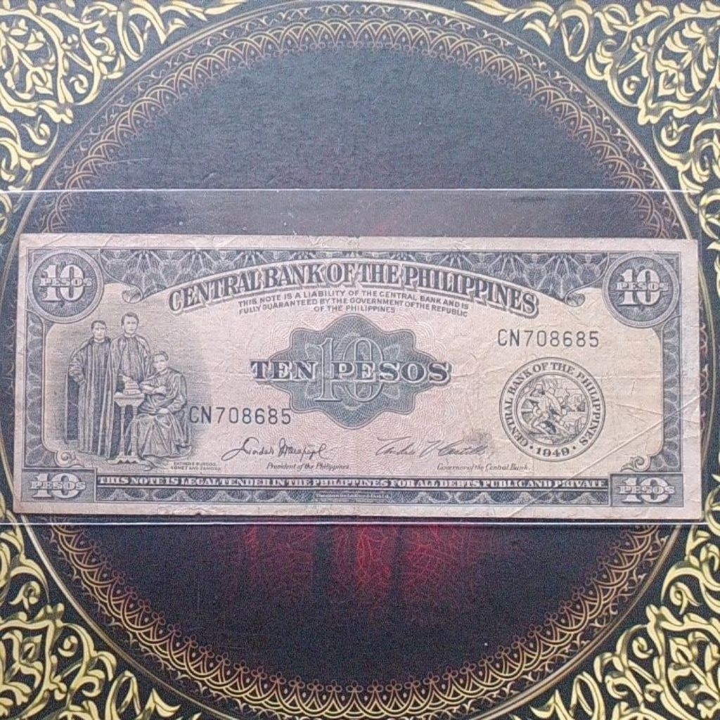 Uang Pilipina Philipina 10 peso 1949 vf min