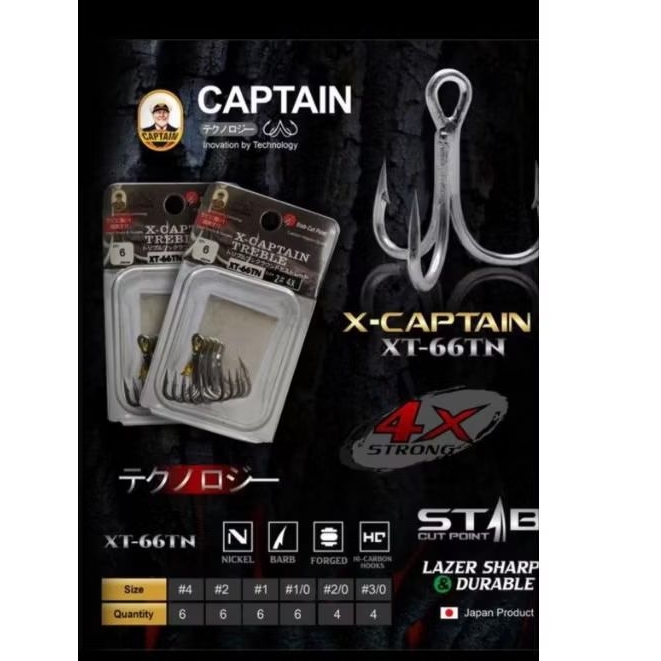 Trable Hook CAPTAIN XT66TN 4X Strong Lazer shrap & Durable