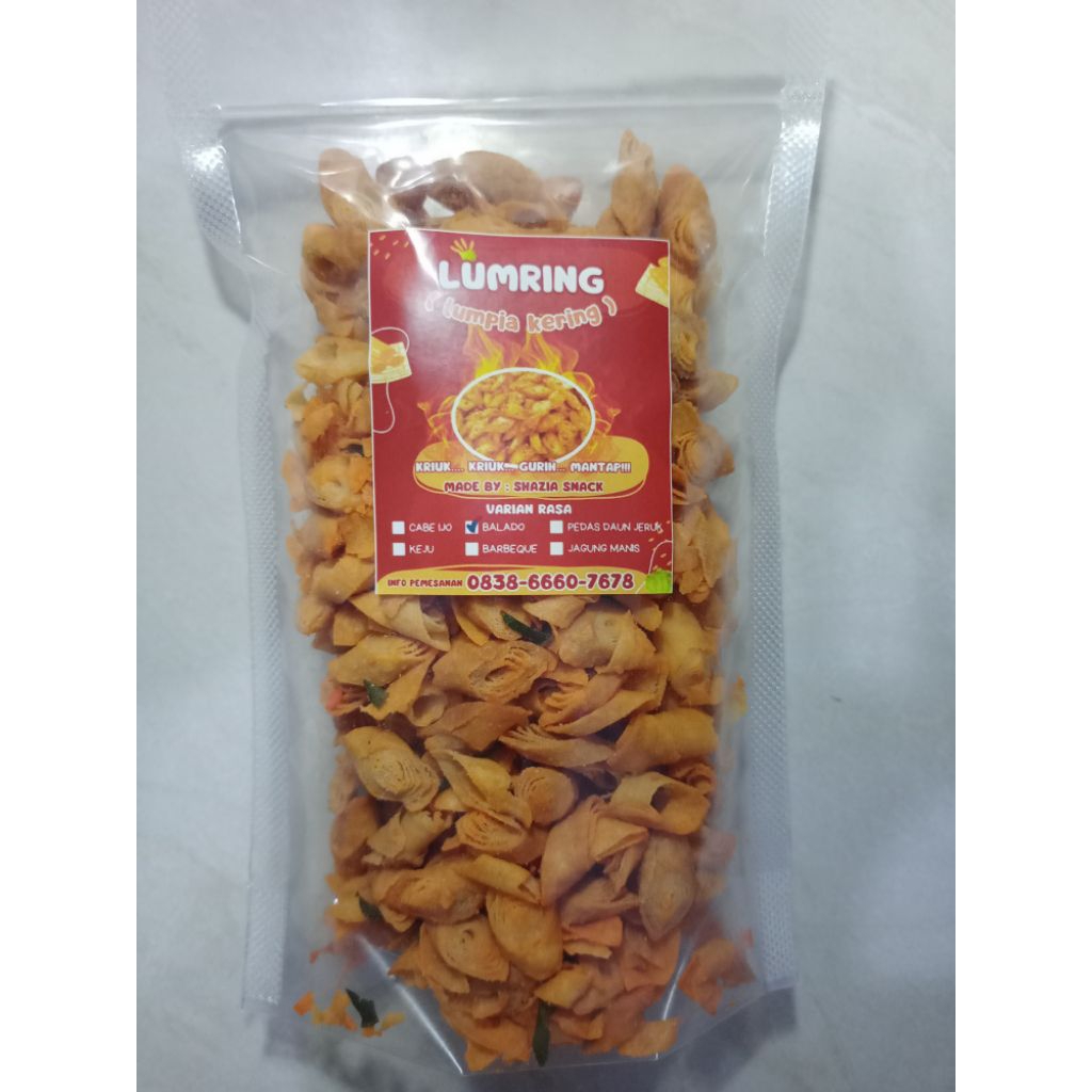 

Lumring/ lumpia kering / kripik kulit lumpia pedas daun jeruk