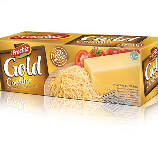 

Keju Cheddar Cheese Prochiz Gold 8x2kg - Gosend Only!!!