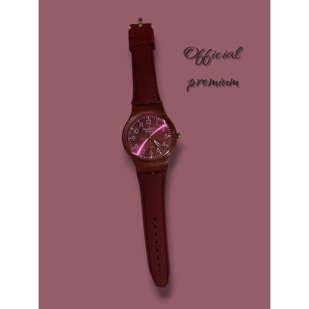 Jam Tangan wanita Swatch Swiss Merah Maroon