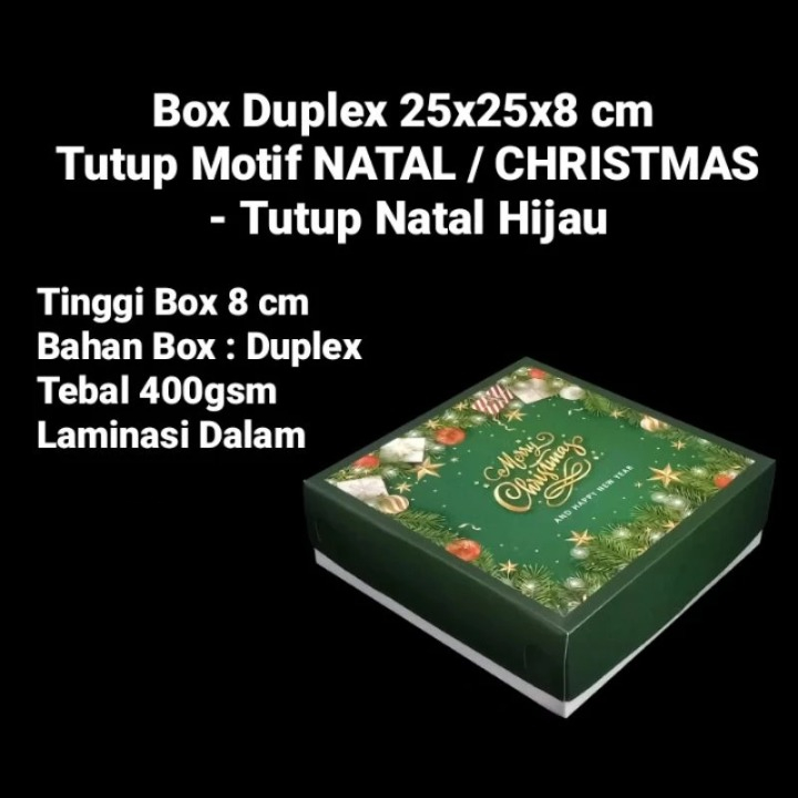 

Box Duplex Motif Natal HIjau Dus Hampers Marry Christmas 25x25x8cm