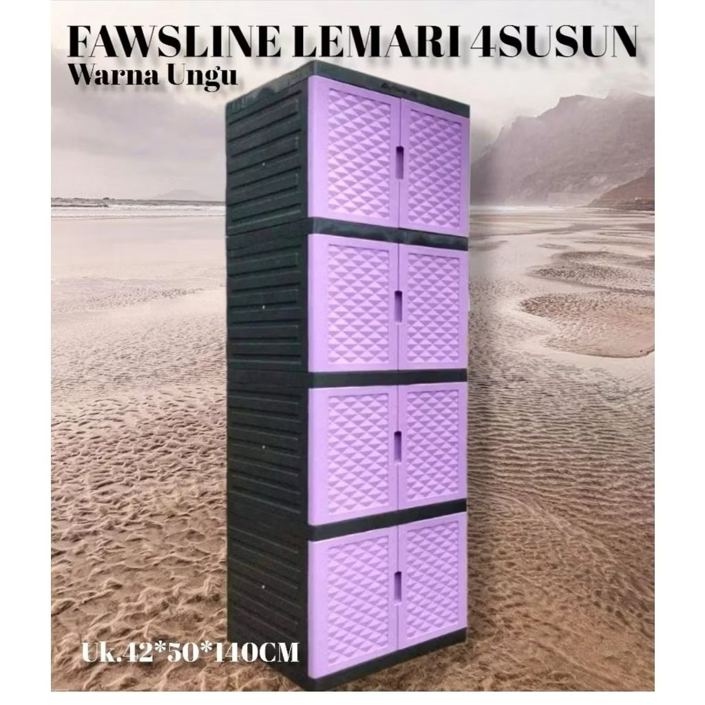 Lemari fawsline susun 4/lemari susun 4/lemari plastik/lemari ungu/lemari hijau