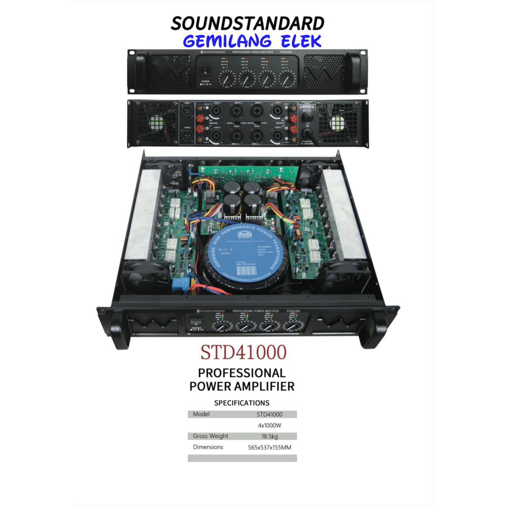 POWER AMPLIFIER SOUNDSTANDARD STD41000 4 CHANNEL 4x1000 Watt