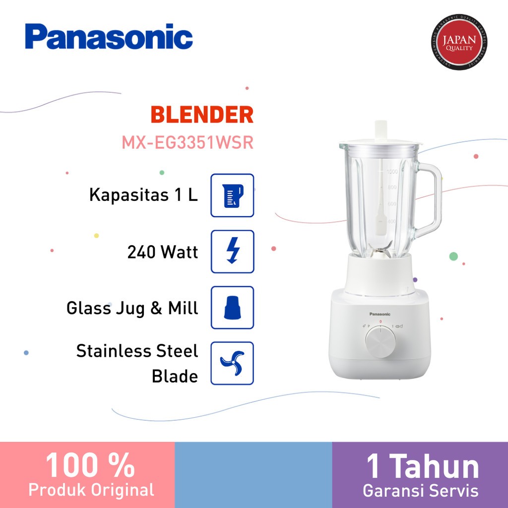 PANASONIC BLENDER MXEG3351WSR - BLENDER PANASONIC 2IN1 MXEG3351 MX EG3351WSR KACA