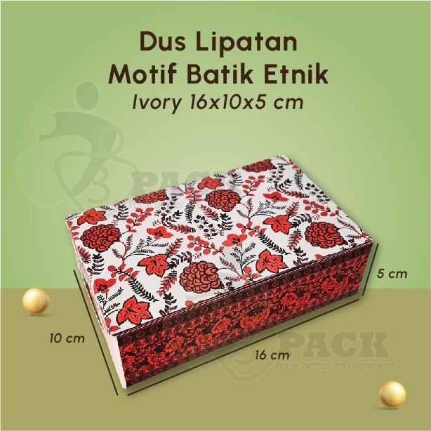 Box kotak nasi motif batik etnik ivory laminasi