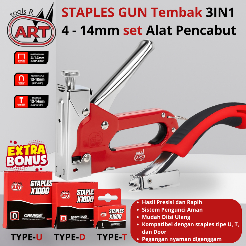 

Staples Tembak Jok Motor 3in1 U/D/T Set Staple Remover Alat Pencabut isi Hekter Stapler Gun 4-14 mm