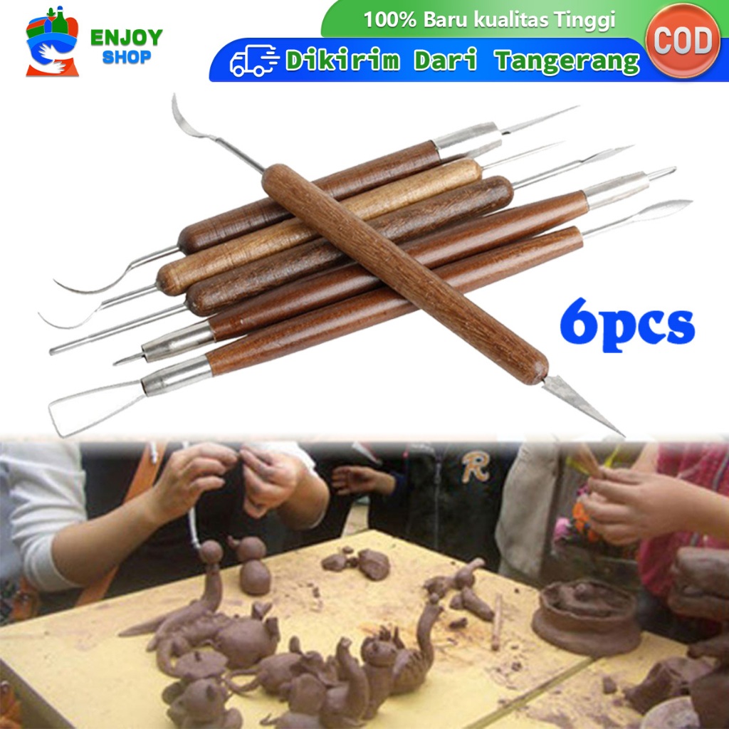 

Alat Ukir 6pcs Set Pottery Tools Serbaguna Carving Sculpting Pottery Untuk Pahat Seni Gagang Kayu Pisau Baja Tahan Karat