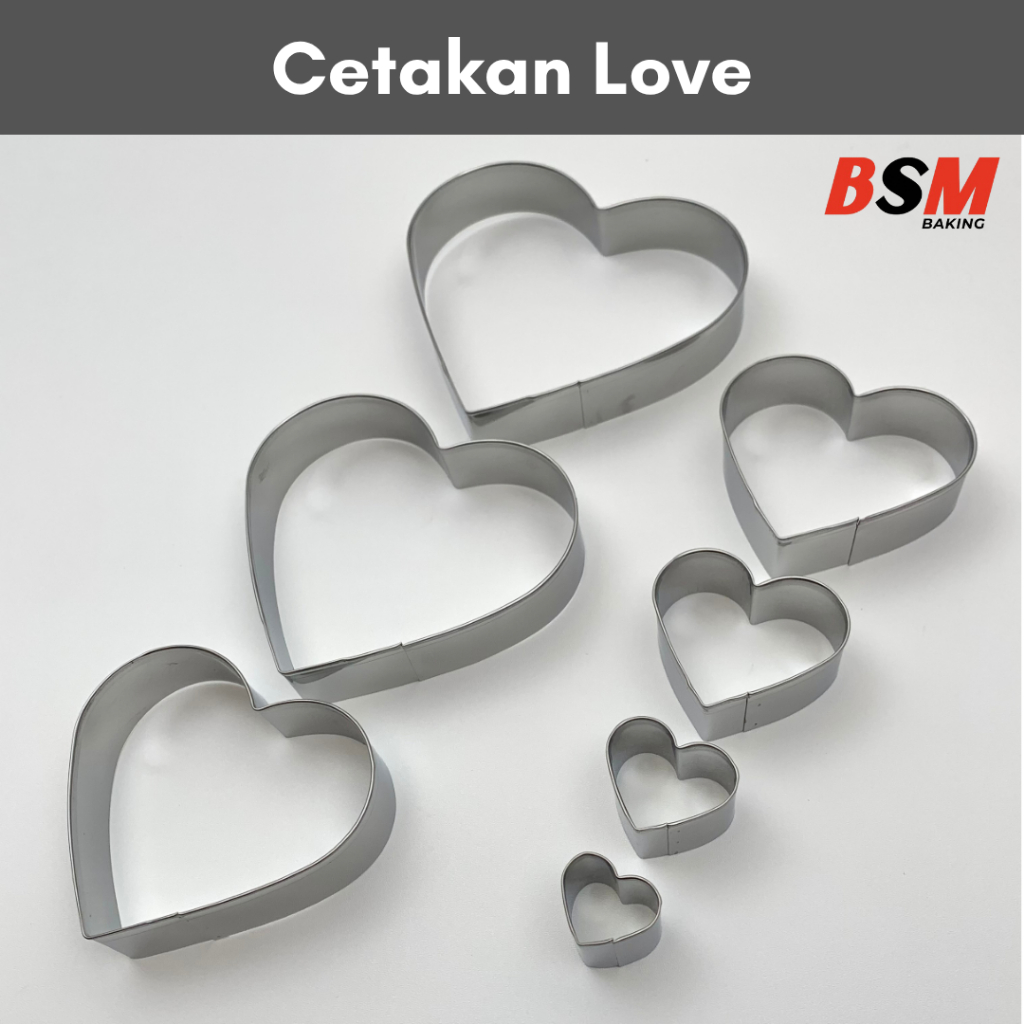 Ring Cutter Love Cookies Set 7pcs/ Ring Roti Stainless Cetakan Kue