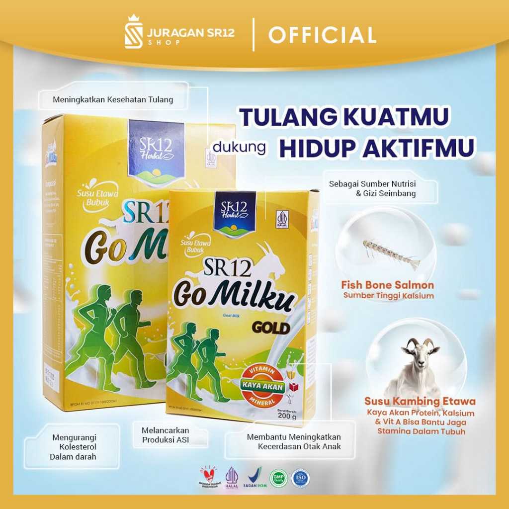 

Gomilku Gold SR12 Susu Kambing Etawa Bubuk Original Untuk Asam Lambung Kolesterol Tinggi Nyeri Sendi