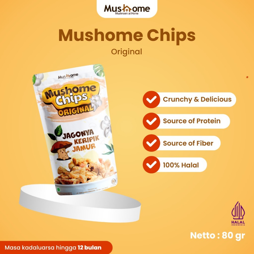 

Keripik Jamur Rasa Original - Mushome Chips - Kaya Serat & Sumber Protein