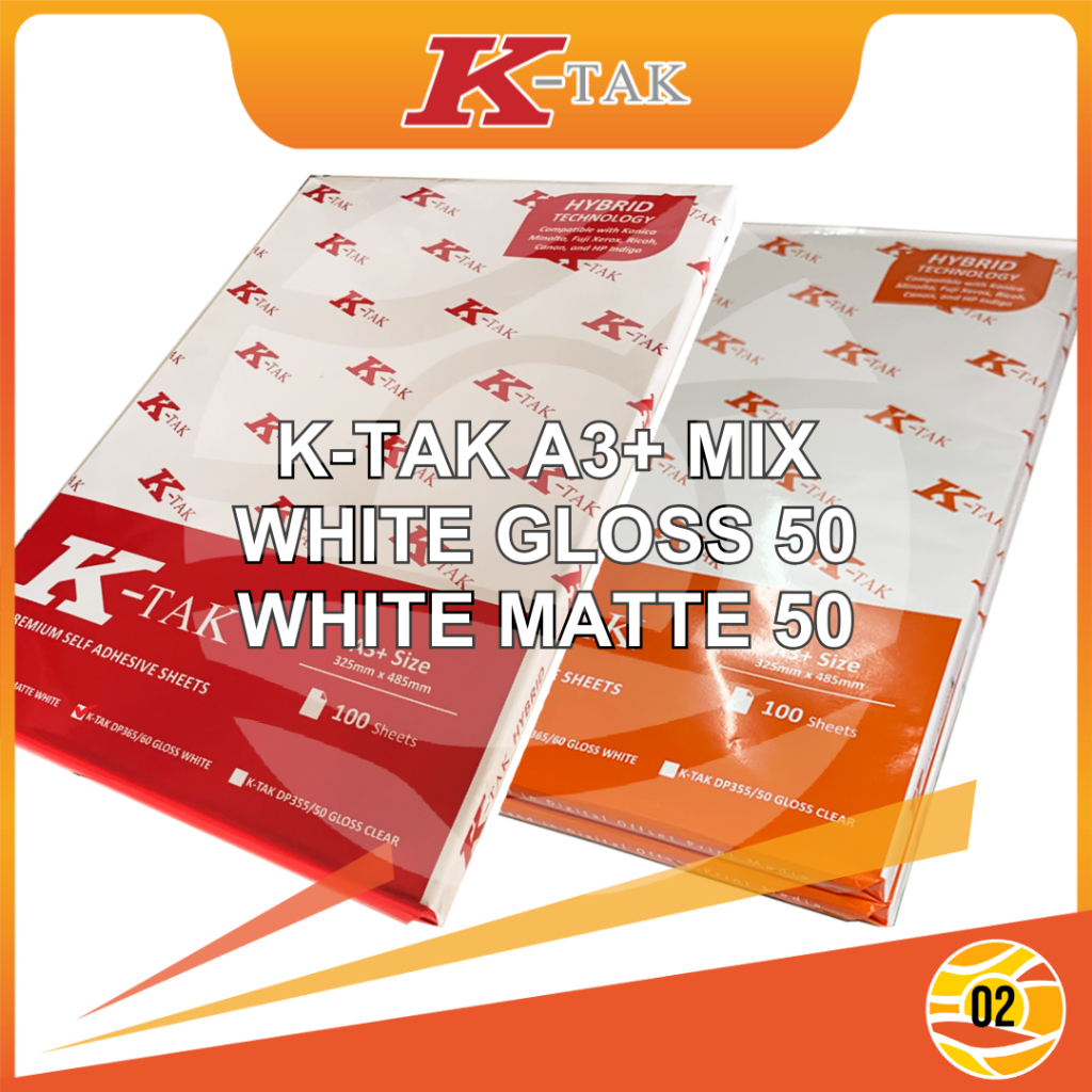 

Ktak Sticker Vinyl PP Film K-Tak Hybrid Laser Toner dan Indigo A3+ Stiker Label Kemasan Anti Air - Mix