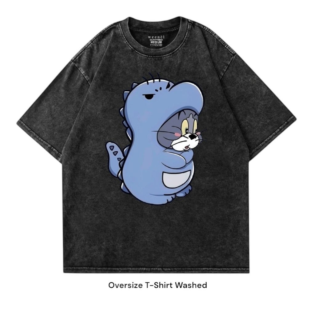 T Shirt Washed Oversize Unisex | Kaos Polos Washed Oversize - Dino Tom Vintage Tee