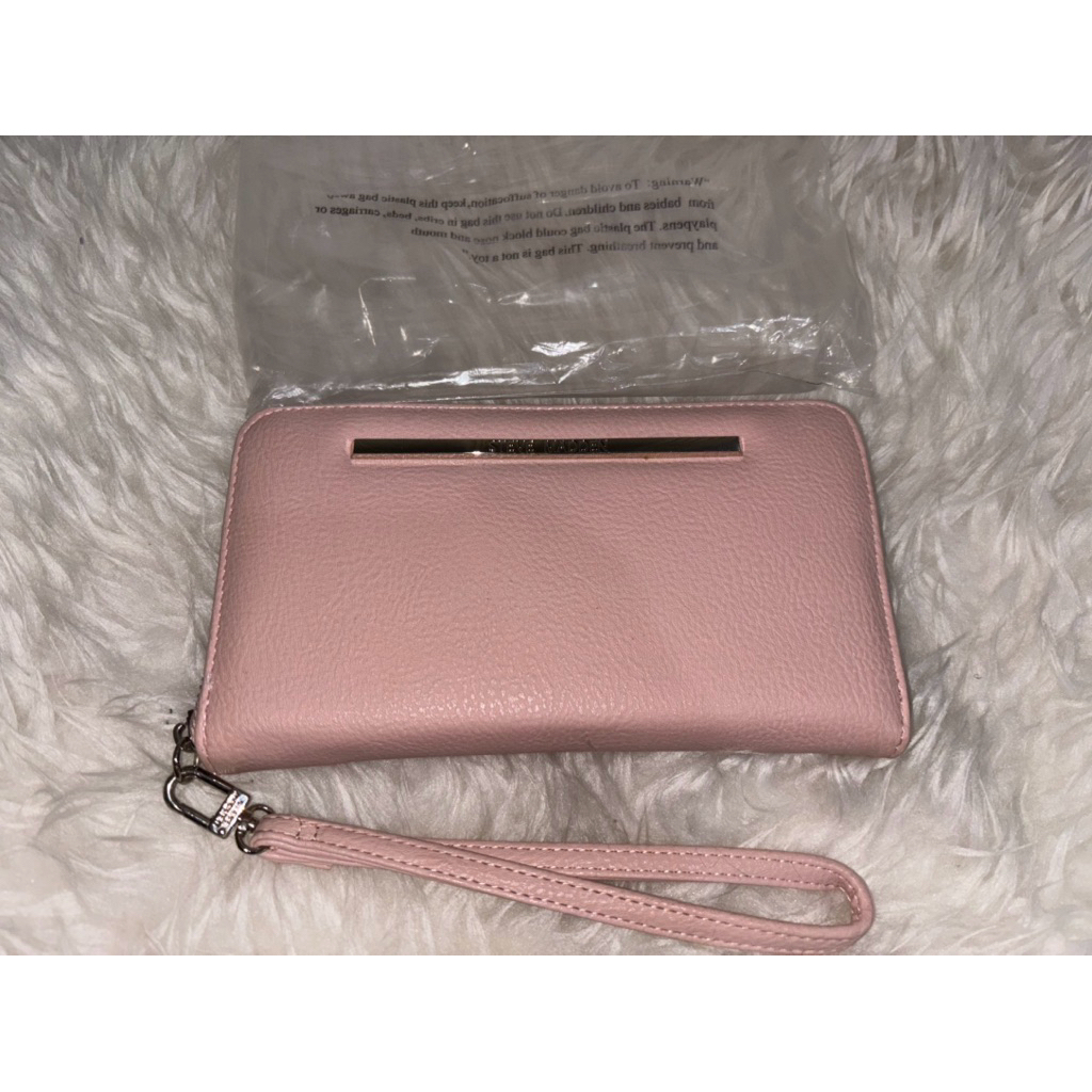 NEW STEVE MADDEN SM ZIP AROUND WALLET PINK WRISTLET LONG WALLET