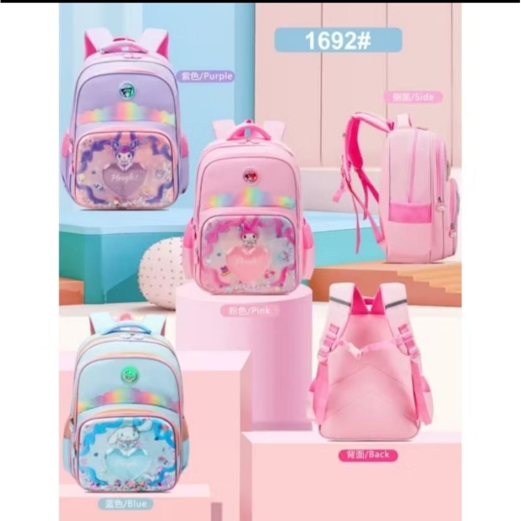 (produk import) Tas sekolah SD 16 i lampu pelangi  kuromi  cinnamoroll melody