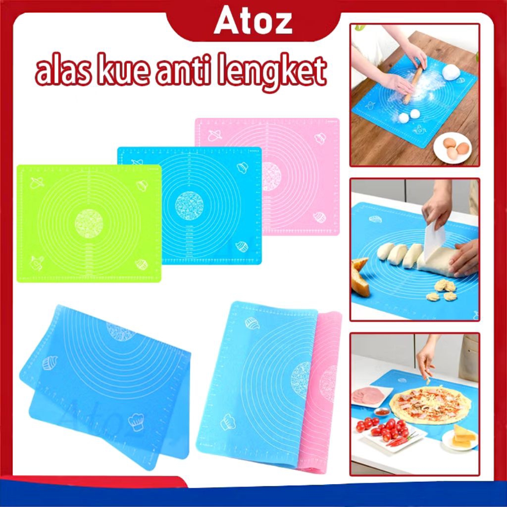 Alas Adonan Dan Rolpin Kayu/Alas Adonan Silicone Anti Lengket Alat Dapur Kitchenwar