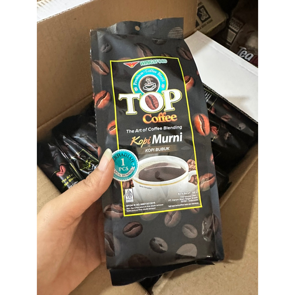 

TOP Coffee Kopi Murni Hitam 158gr pack ( TIDAK GRATIS GELAS )