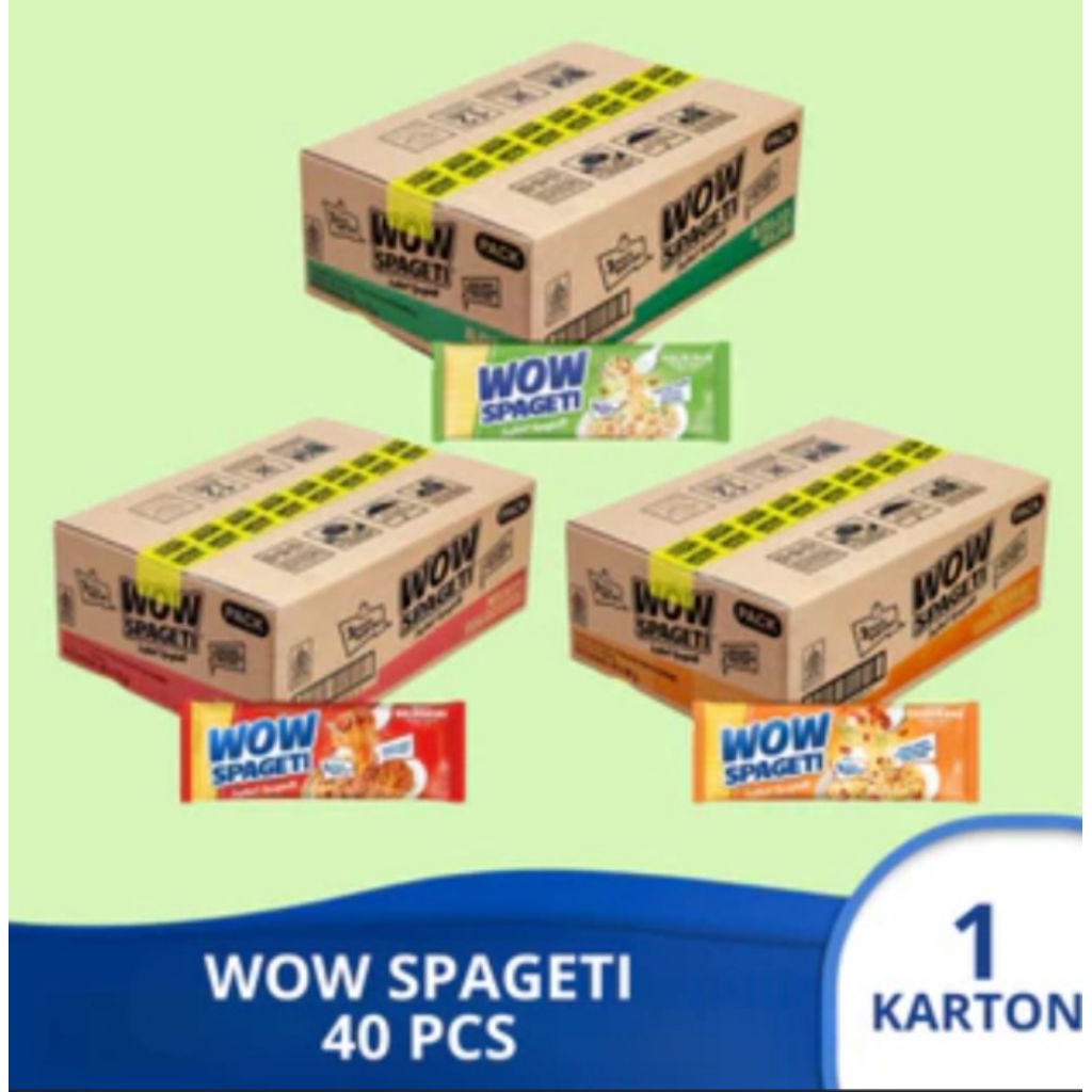 

WOW SPAGETI CREAMY CARBONARA / MEATY BOLOGNESE / AGLIO OLIO 1 DUS ISI 40 PCS