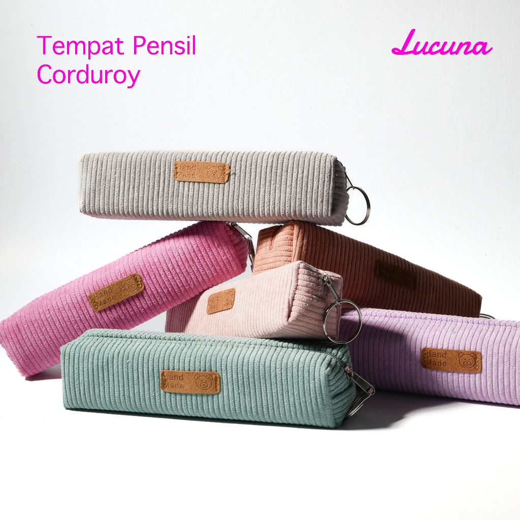 

Lucuna Tempat pensil sekolah gemes lucu motif bear bahan corduroy kekinian anak-anak