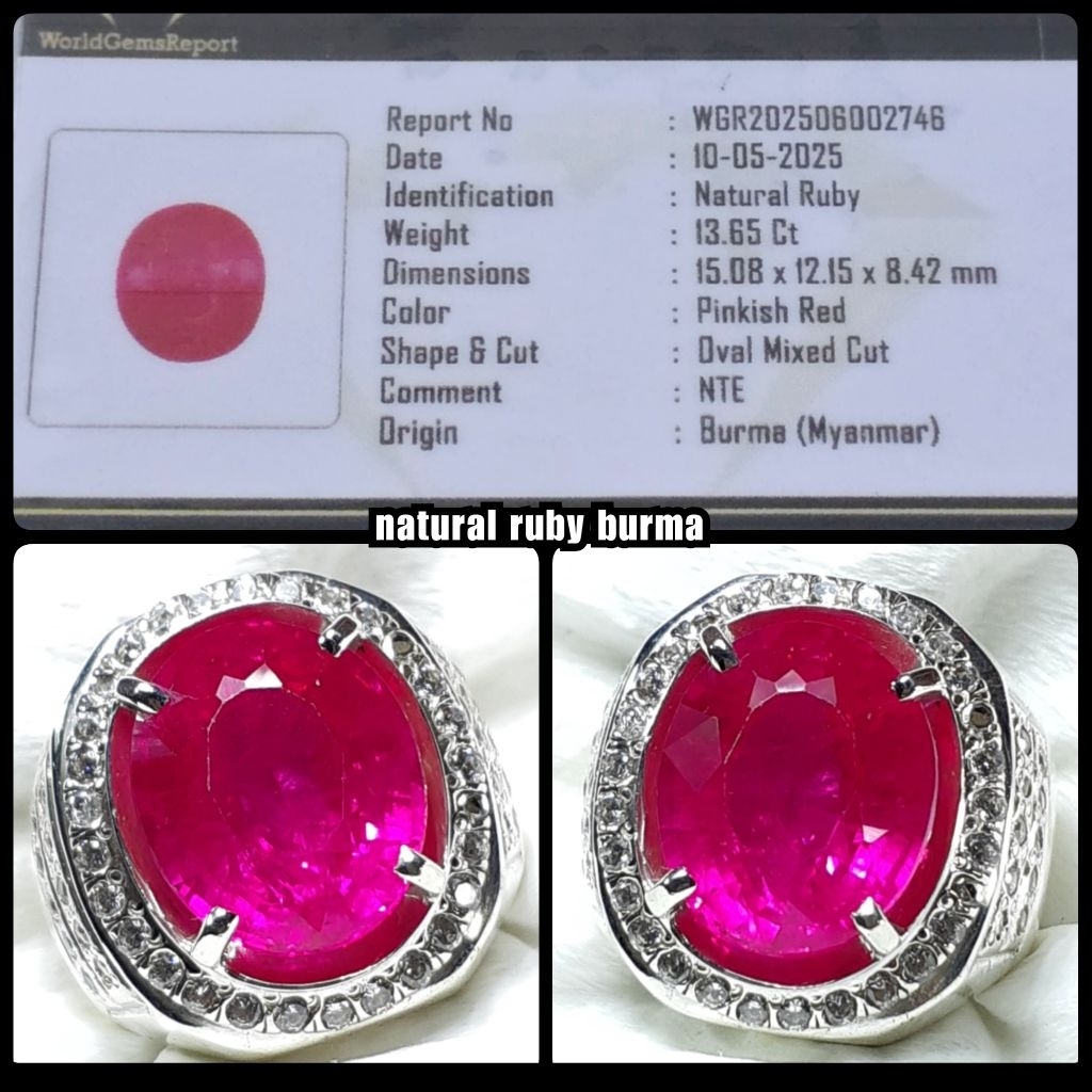 NATURAL CINCIN PERAK BATU RUBY BURMA MYANMAR