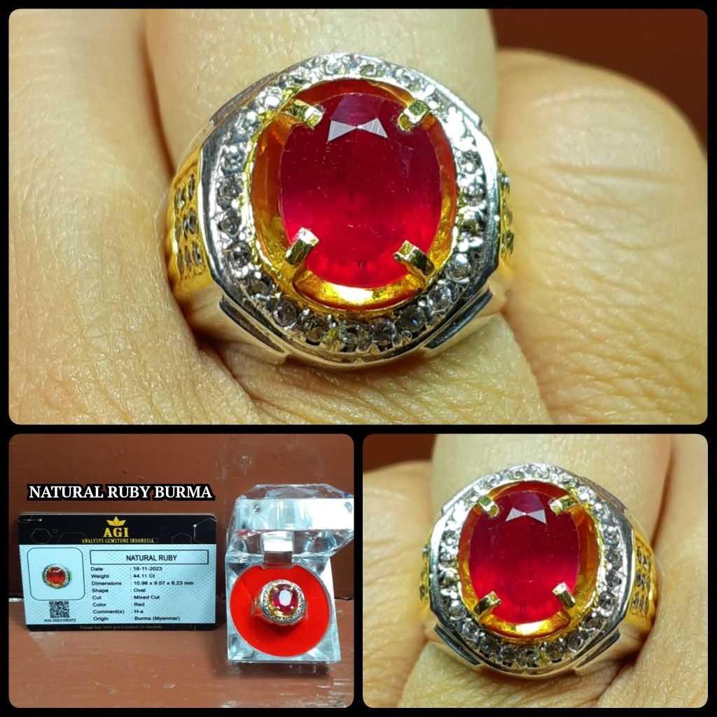 CINCIN PERAK RUBY BURMA HQ SUPER KRISTAL ( ASLI MYANMAR )