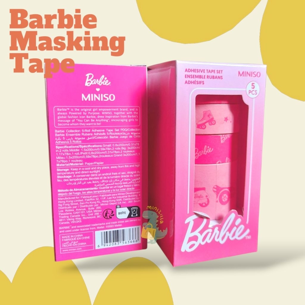 

Miniso Barbie Masking Tape Selotip Washi Tape Perekat Journaling Hiasan Buku Jurnal ATK