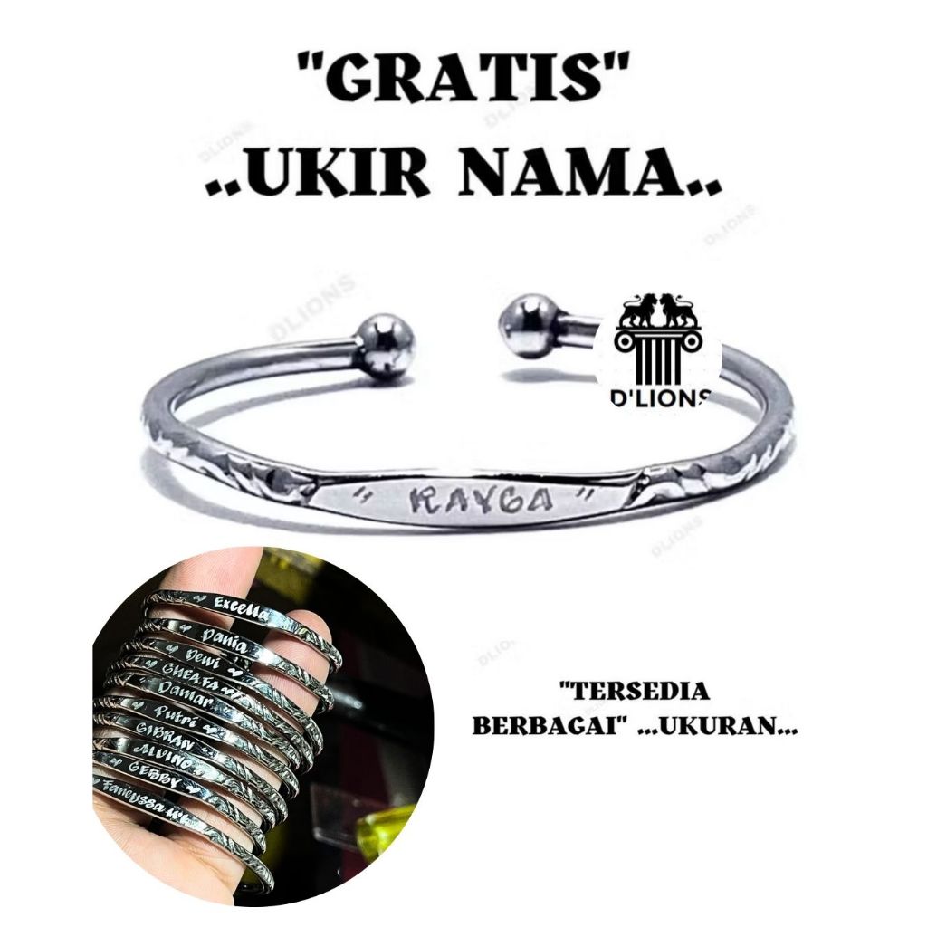 GELANG MONEL ANAK,GELANG BAYI BAJA PUTIH UKIR NAMA,GELANG MONEL