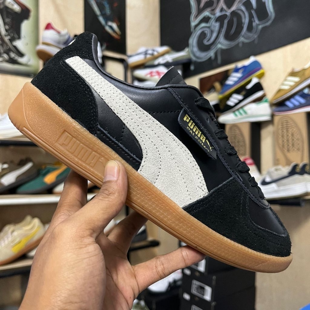PUMA PALERMO BLACK LEATHER LIST WHITE BNIB